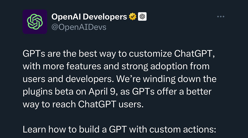 OpenAI何时关闭ChatGPT插件功能