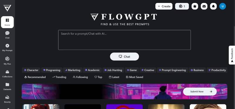 FlowGPT如何使用教程：搜索AI提示