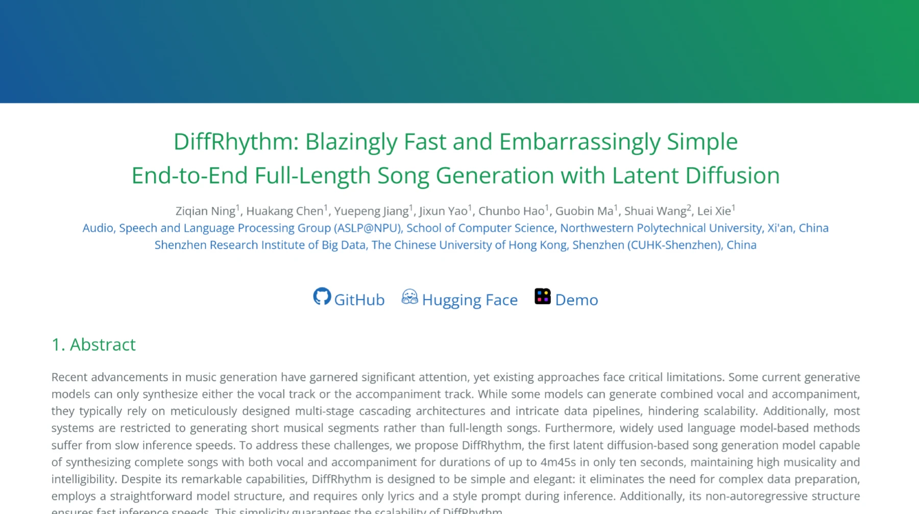 DiffRhythm:全球首个基于扩散模型的端到端音乐生成工