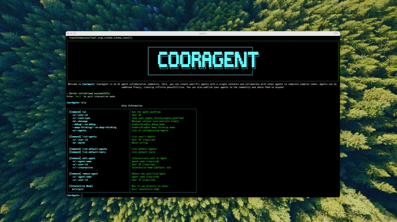 Cooragent：一个开源的AI智能体协作社区，一句话即可创建智能体