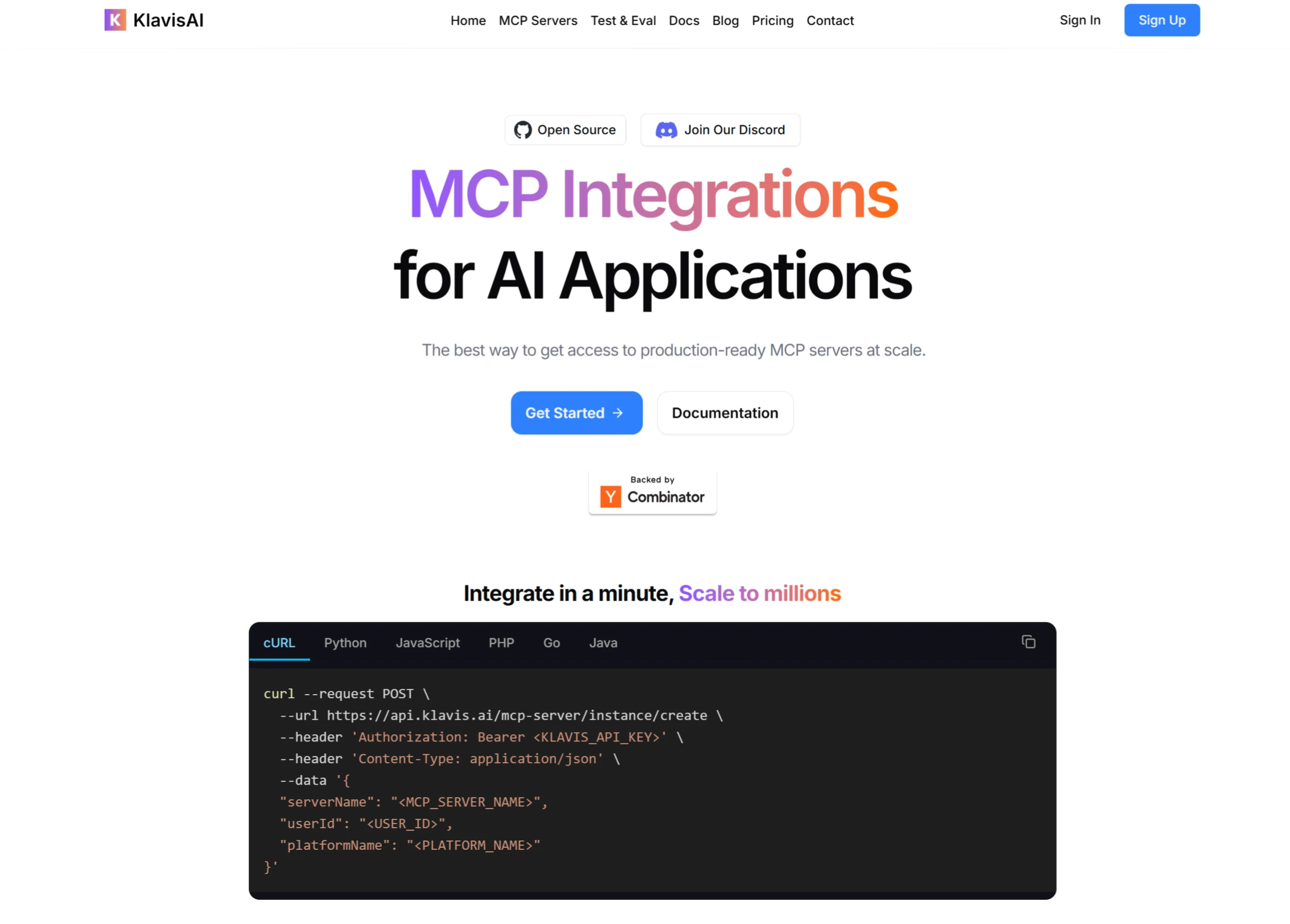 Klavis AI：一个专注于简化MCP的使用和集成的开源平台.webp