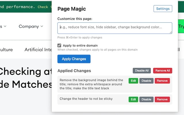 Page Magic：通过自然语言直接修改网页外观的Chrome插件