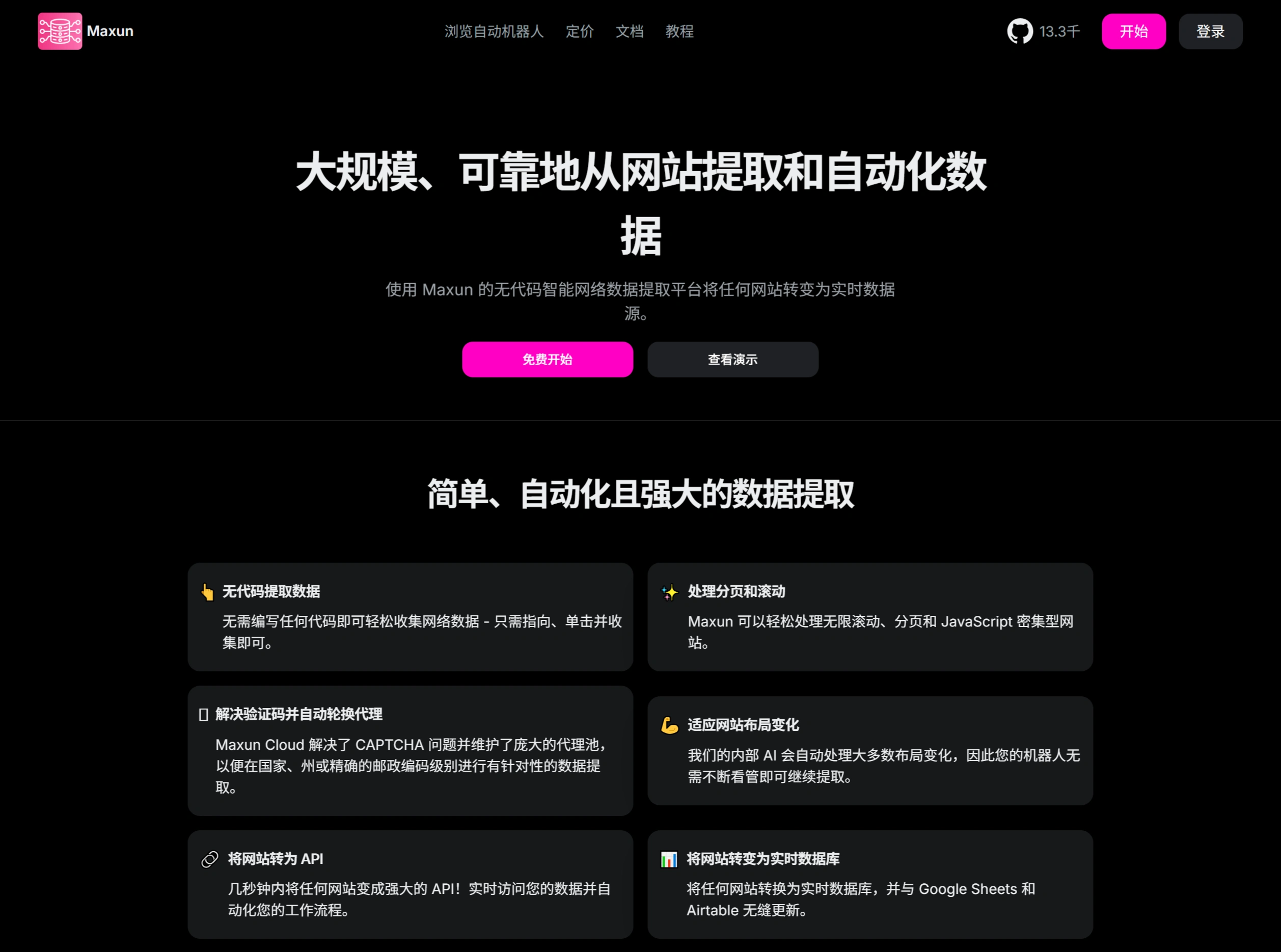 Maxun.dev：一个无代码网页数据提取平台