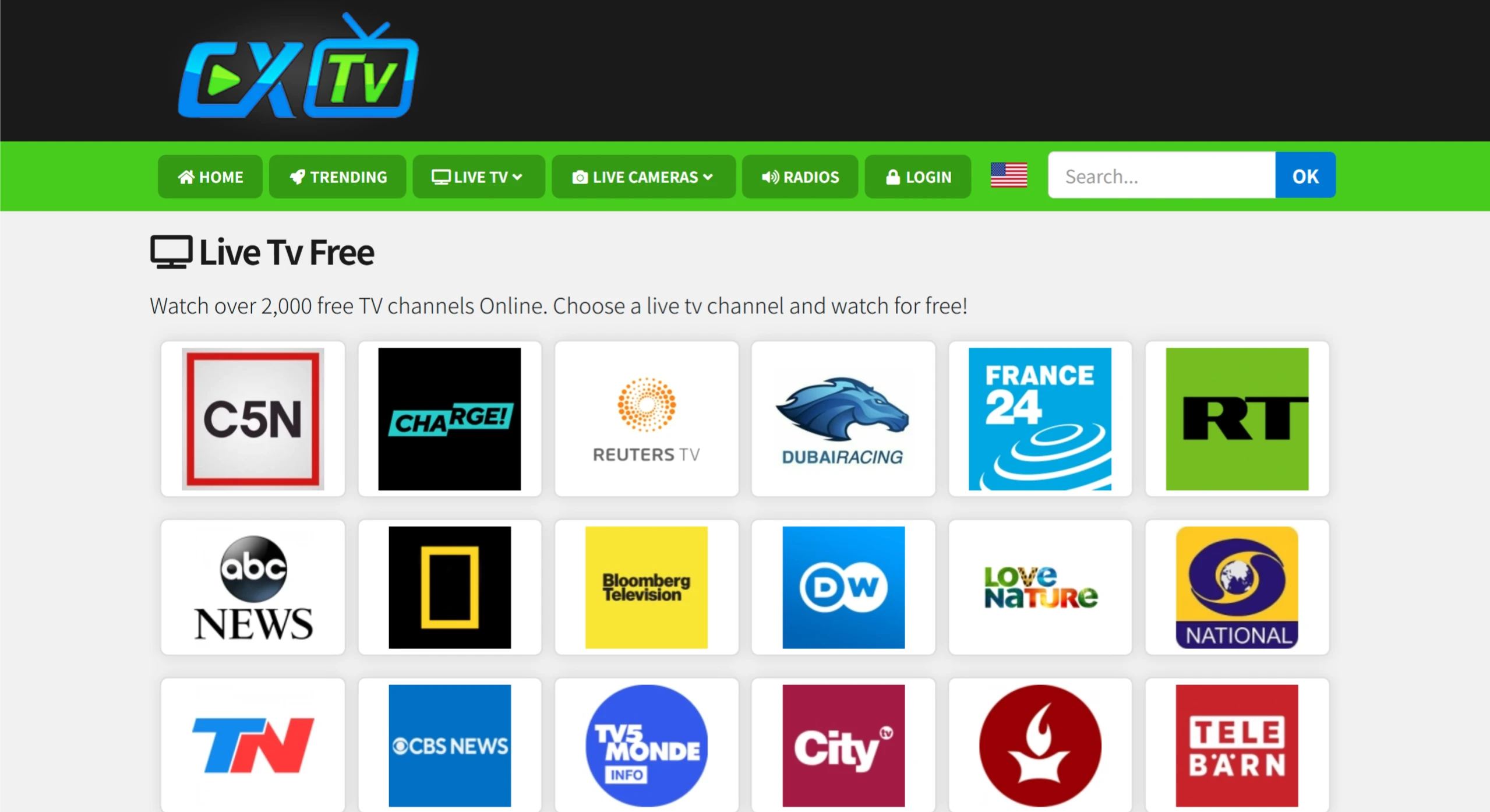 CXTVLive：免费看全球电视频道和实时摄像头的网站