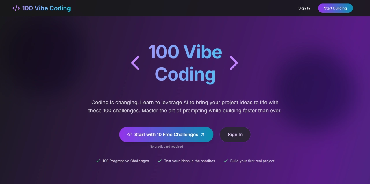 100VibeCoding：通过互式编程帮助用户构建真实项目