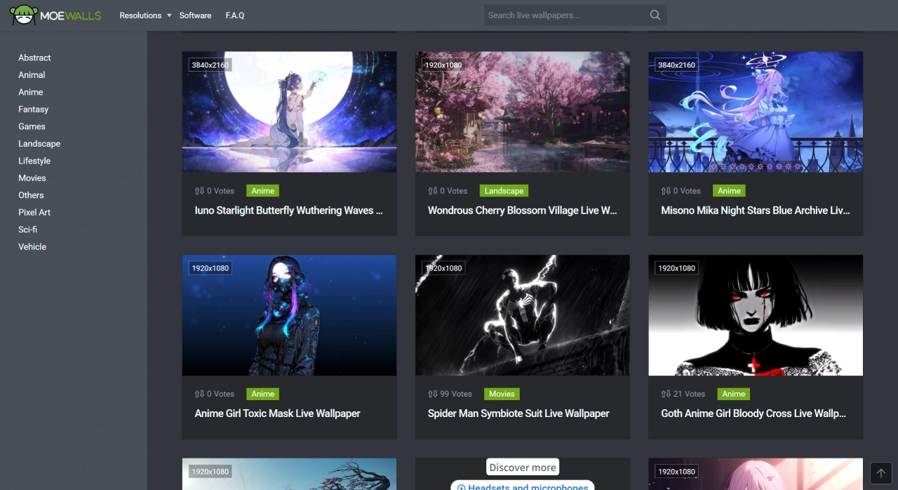 MoeWalls：一个提供免费动态壁纸的网站