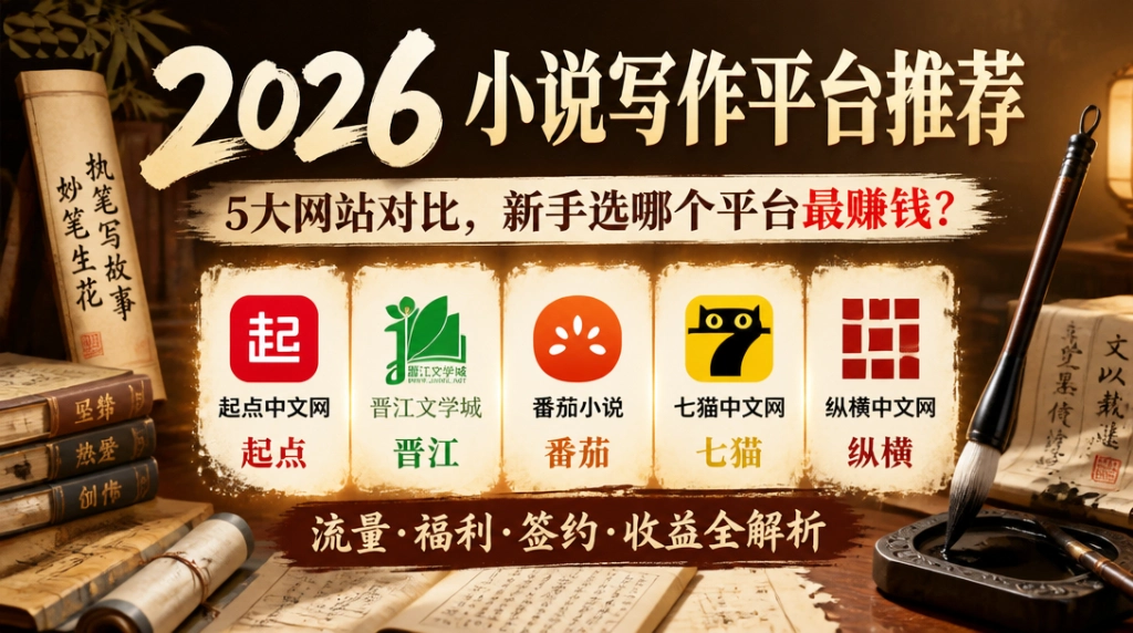 2026小说写作平台推荐:5大网站对比,新手选哪个平台最赚钱?