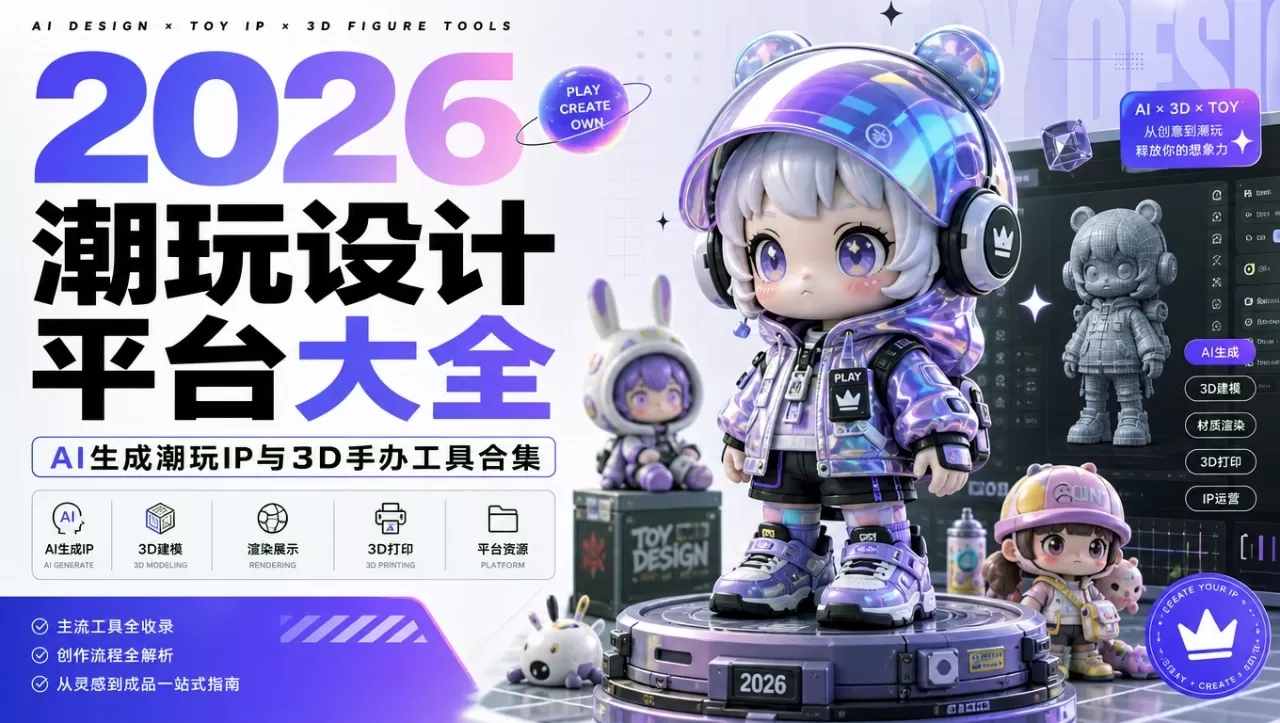 2026潮玩设计平台大全:AI生成潮玩IP与3D手办工具合集 2026潮玩设计平台大全:AI生成潮玩IP与3D手办工具合集
