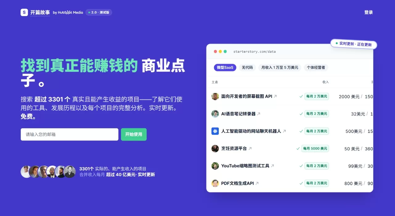 Starter Story - 一个免费可筛选的真实盈利企业数据库
